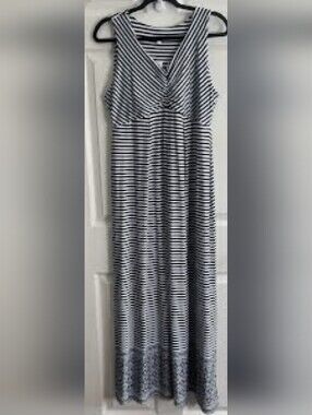 Talbots maxi dress stylis elegant women XL Navy and White